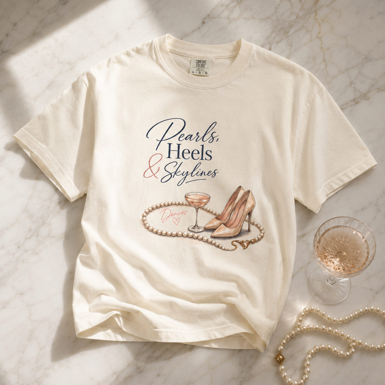 Pearls, Heels & Skylines — Denver Edition Tee
