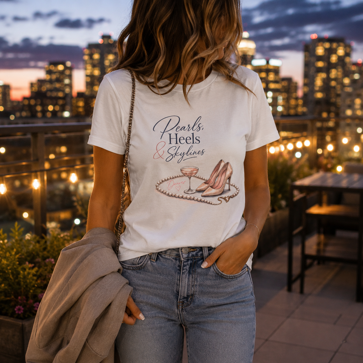 Pearls, Heels & Skylines — Denver Edition Tee