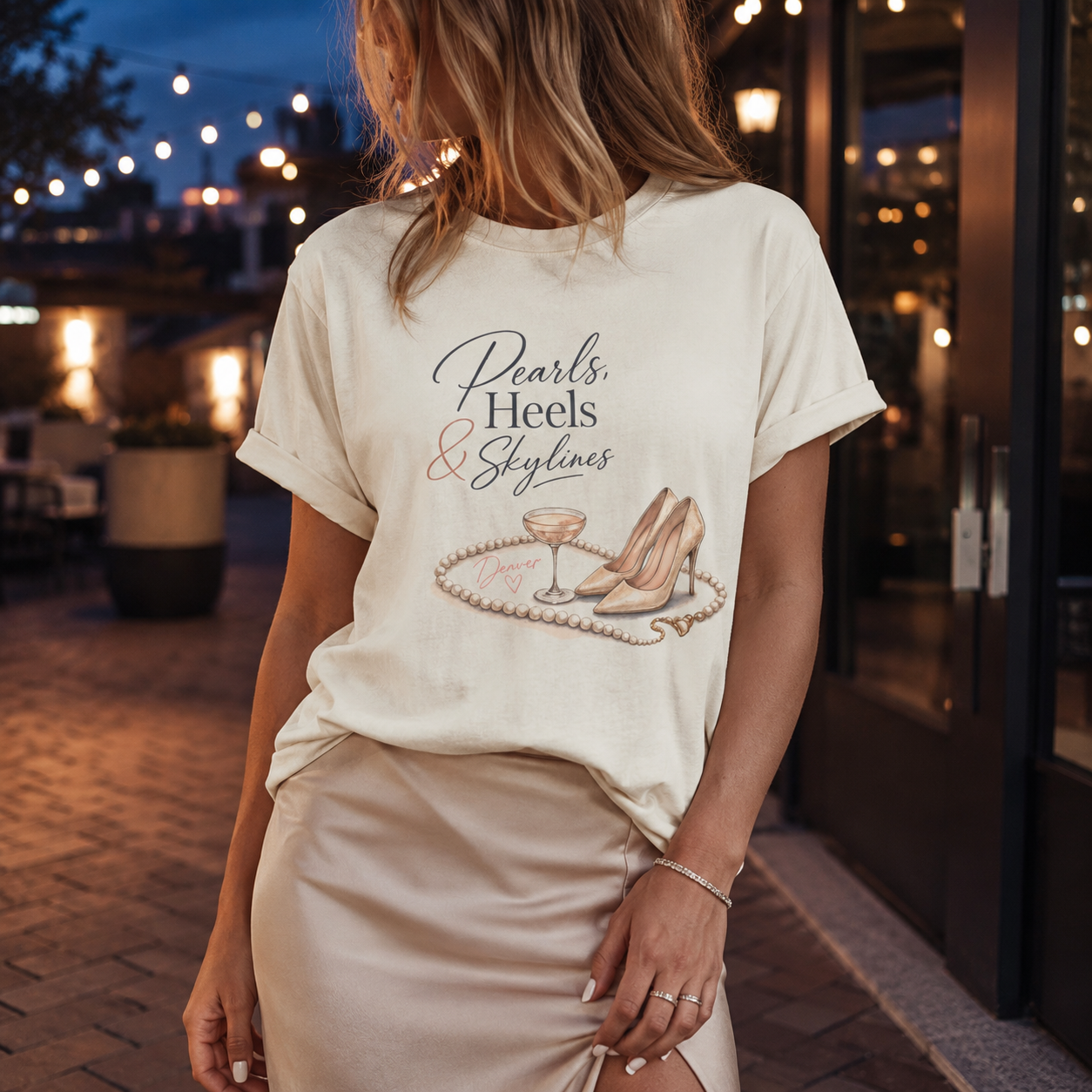 Pearls, Heels & Skylines — Denver Edition Tee