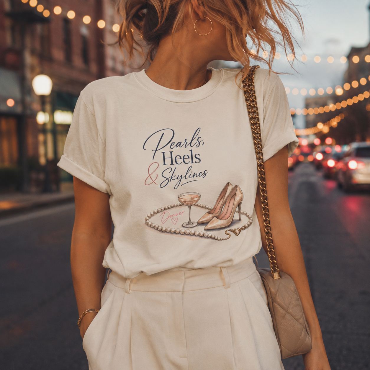 Pearls, Heels & Skylines — Denver Edition Tee