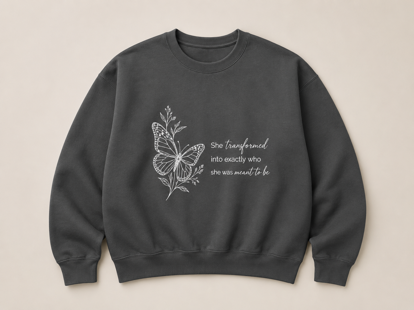 She Transformed — Butterfly Botanical Sweatshirt