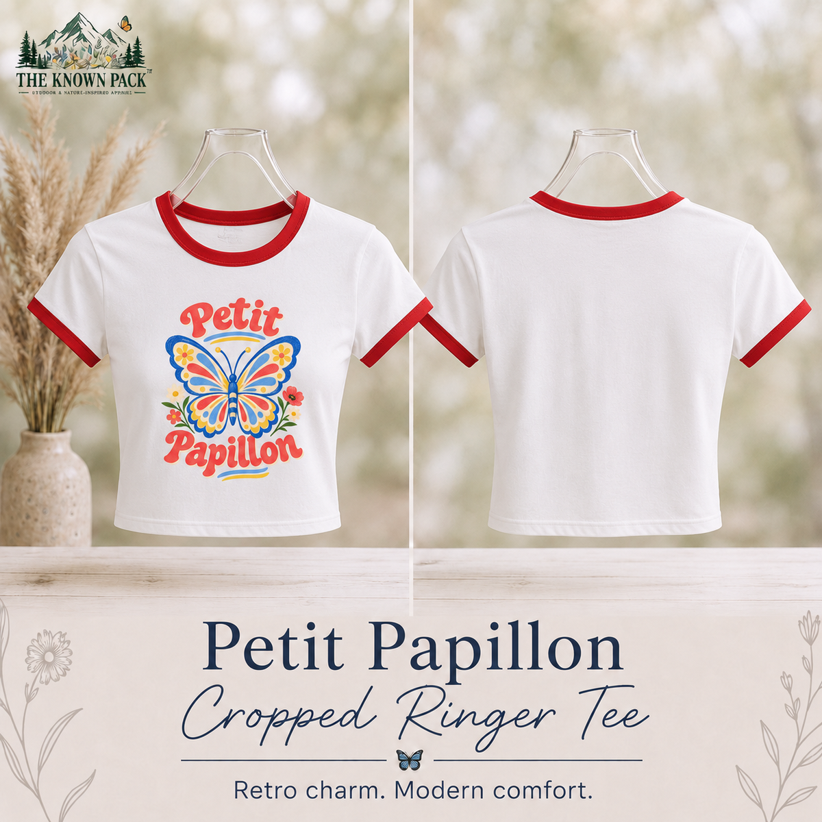 Petit Papillon Butterfly Cropped Ringer T-Shirt