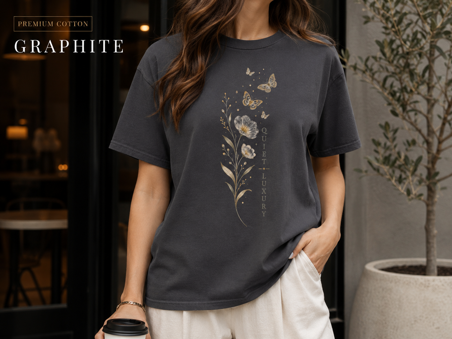 Quiet Luxury — Golden Botanical Tee