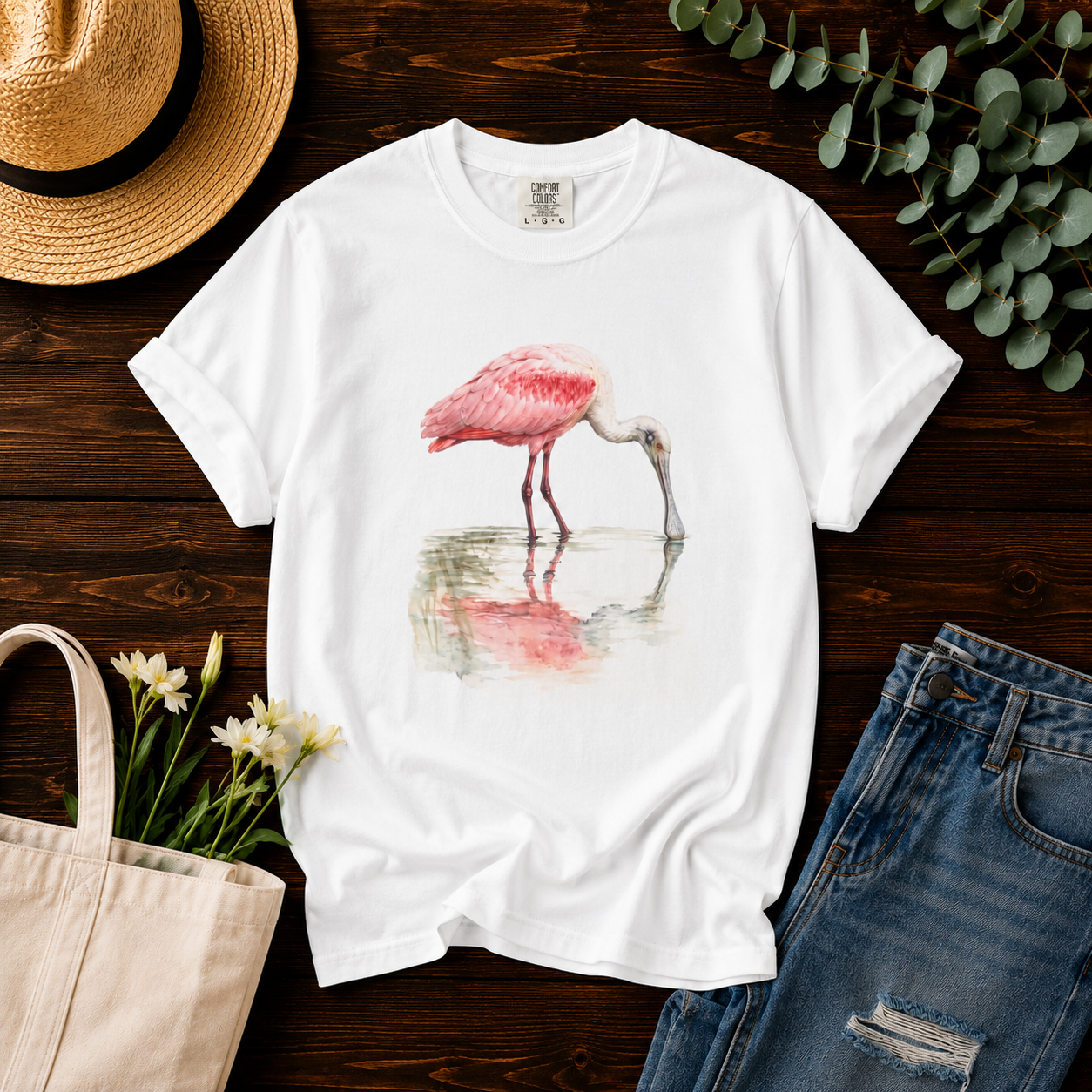 Roseate Spoonbill at the Shallows Tee