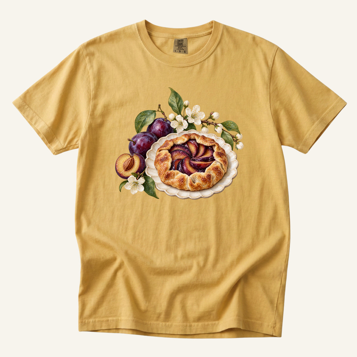 Saved You a Slice T-Shirt in Mustard — a warm harvest ground for the vintage baking print