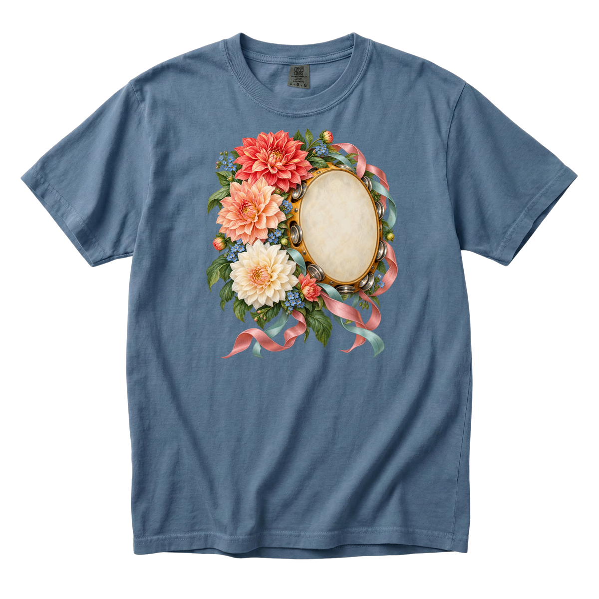 She Brought the Rhythm — Floral Tambourine T-Shirt