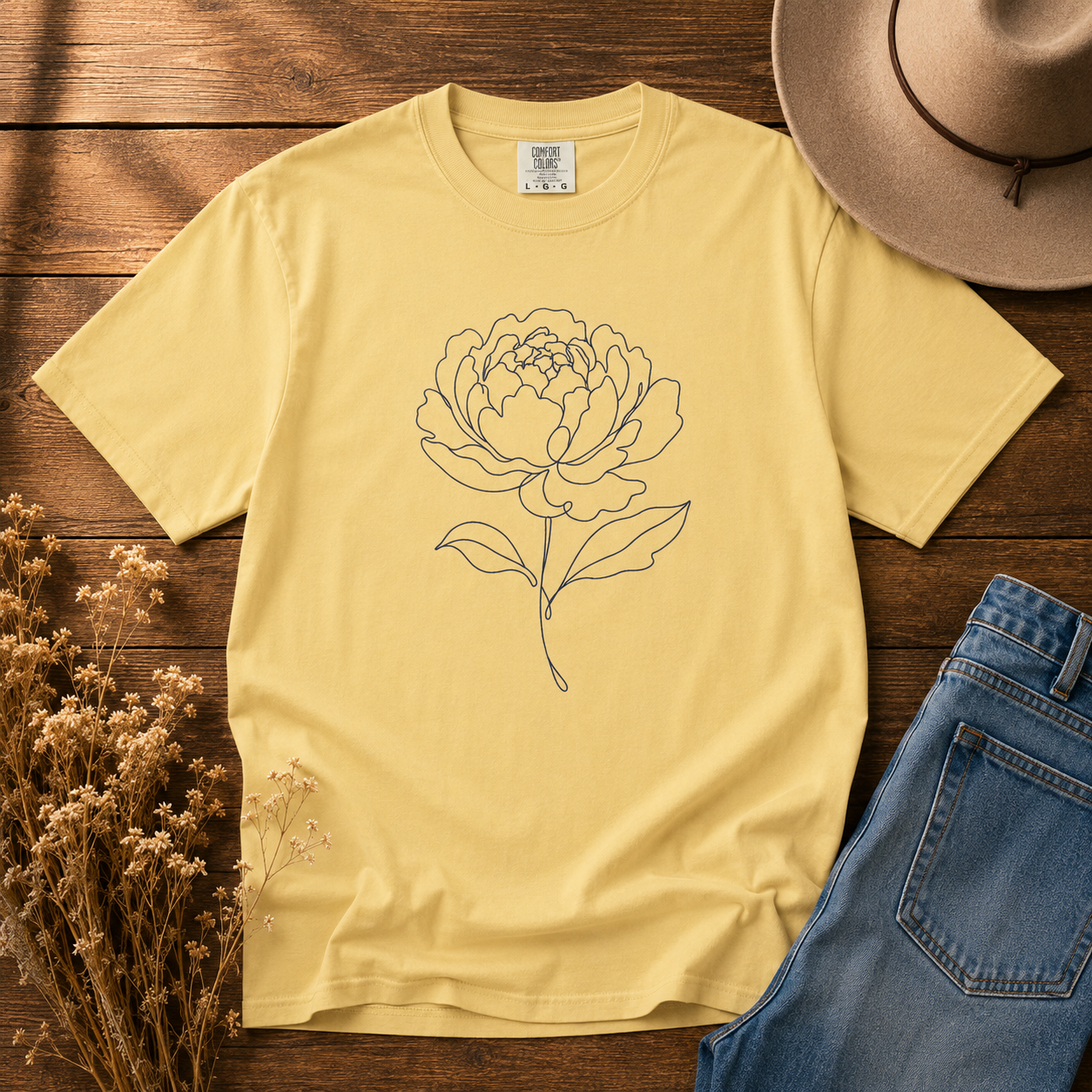 Single-Line Peony Tee