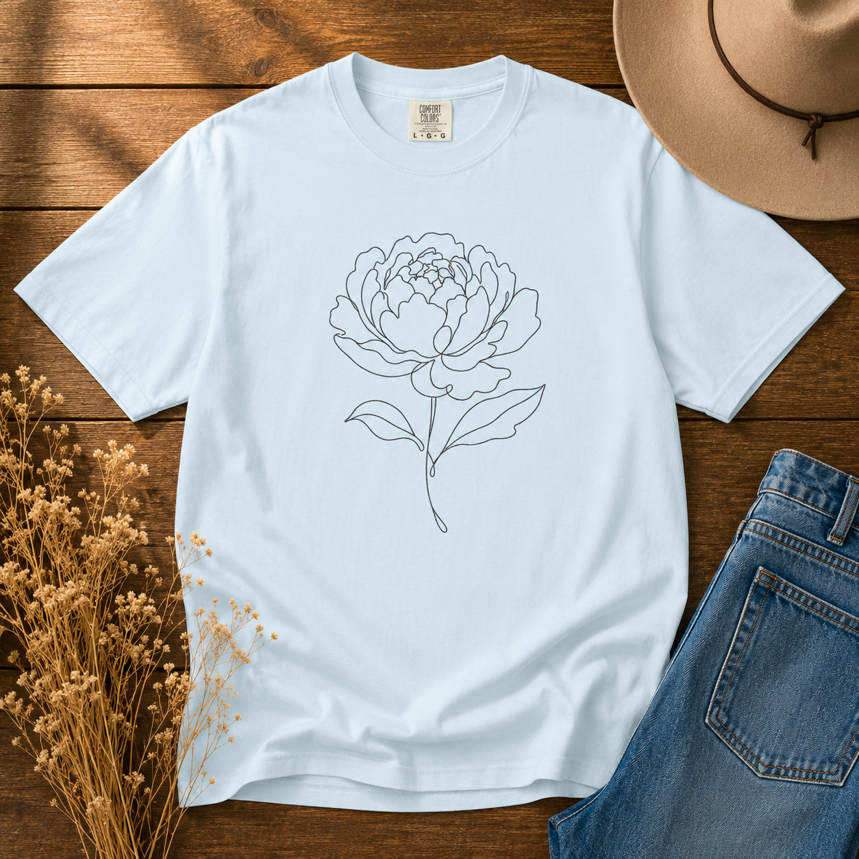 Single-Line Peony Tee