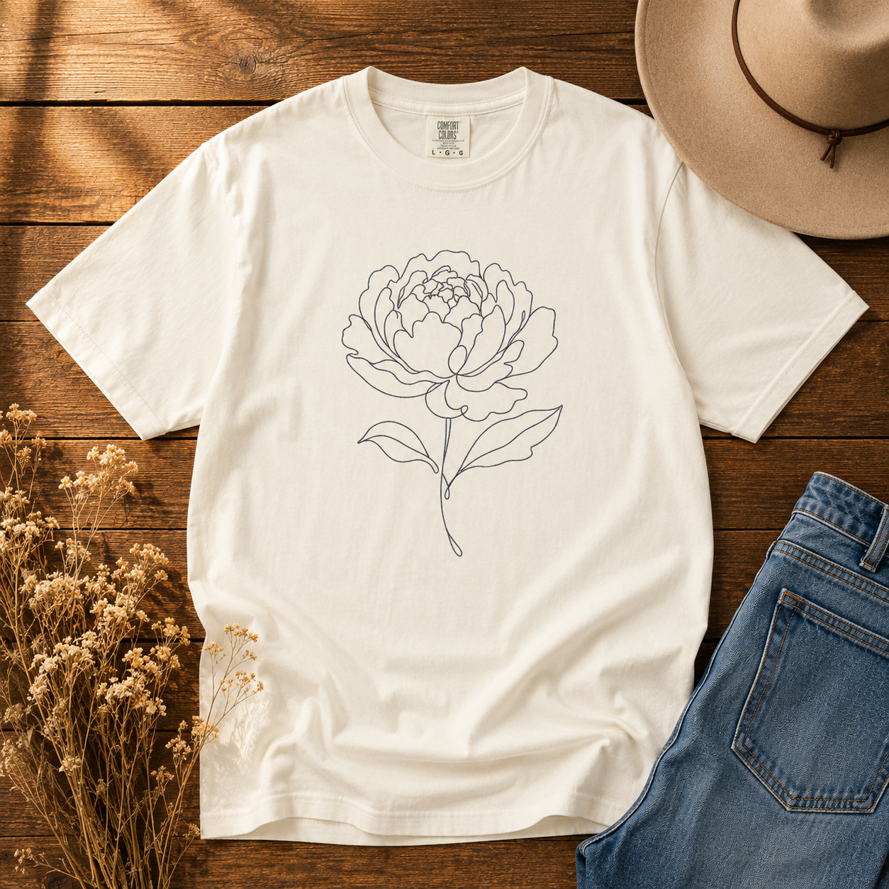 Single-Line Peony Tee