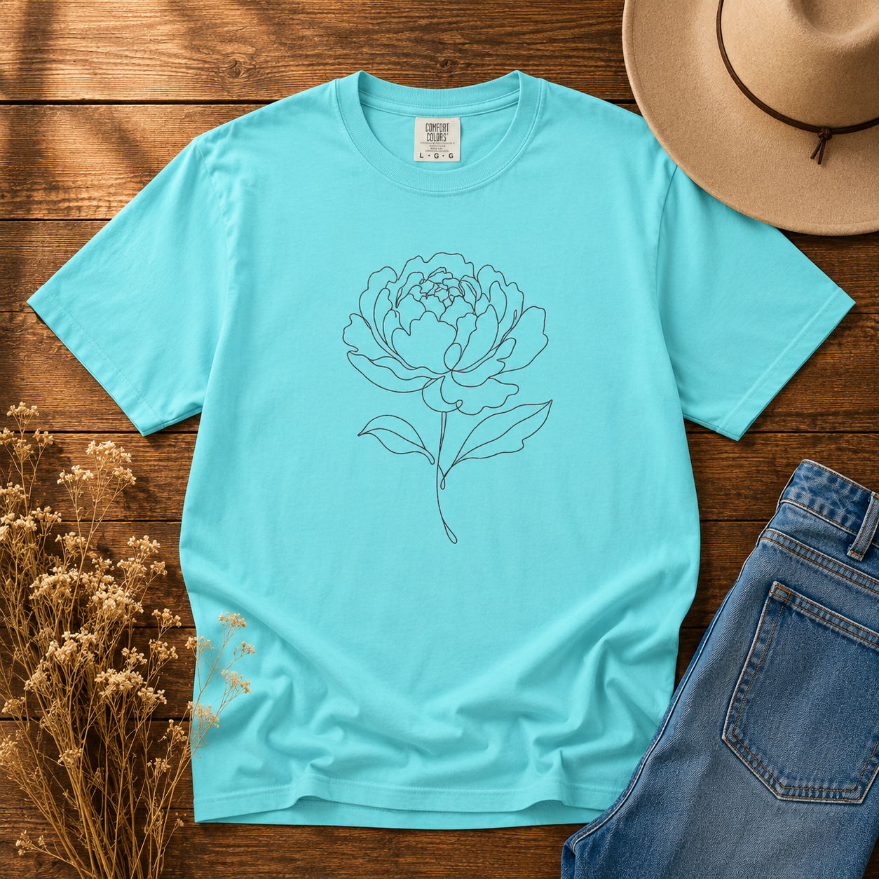 Single-Line Peony Tee