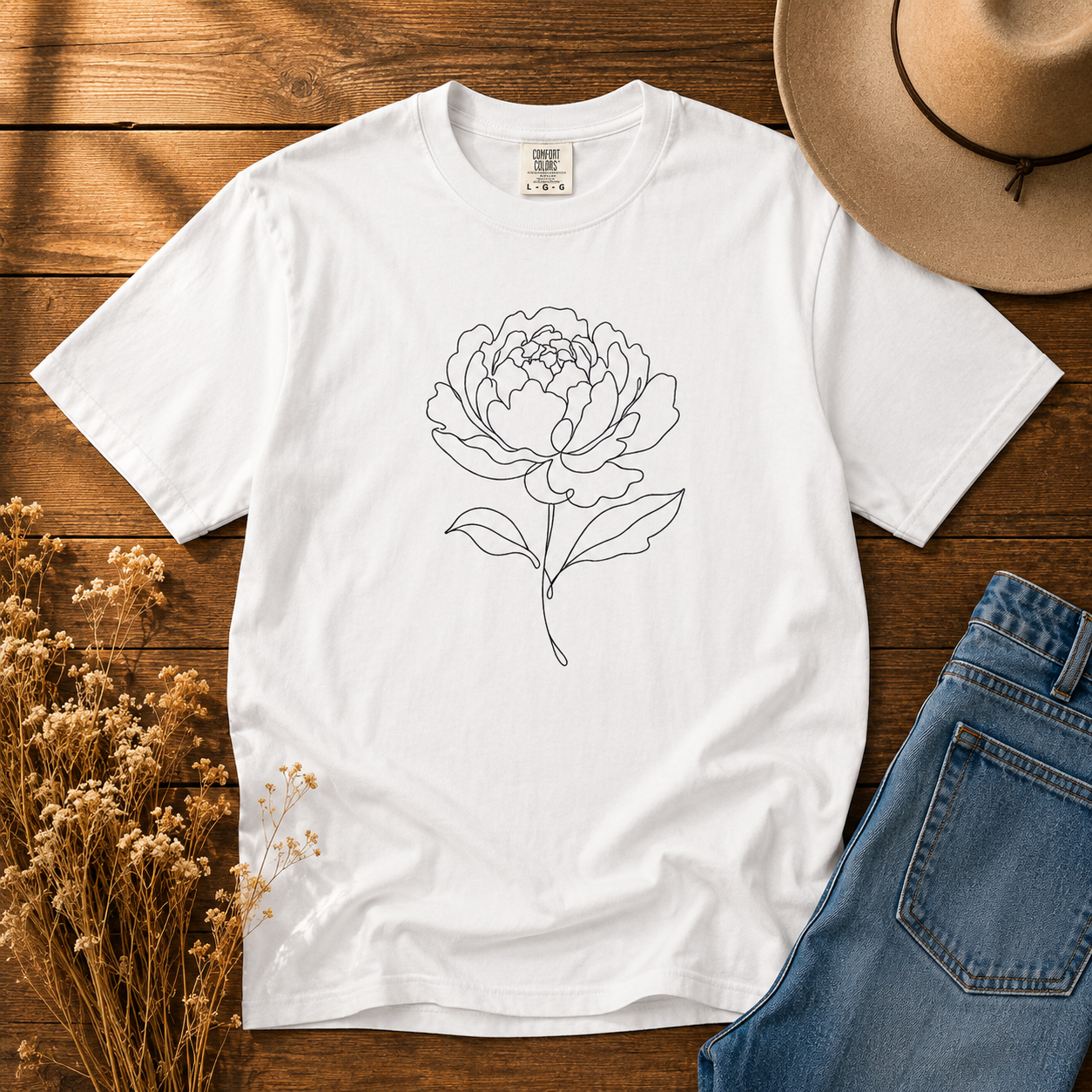 Single-Line Peony Tee