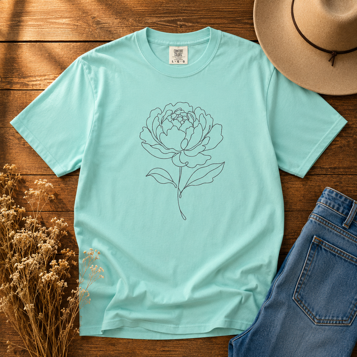 Single-Line Peony Tee
