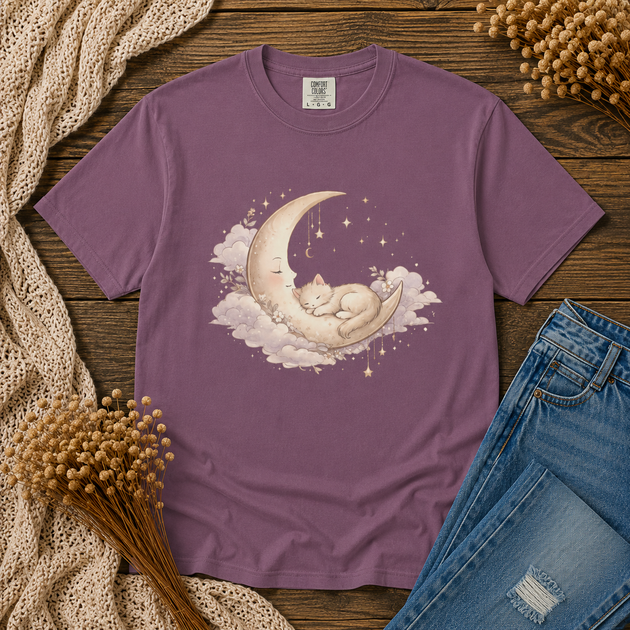 Sleeping Kitten Moon Tee