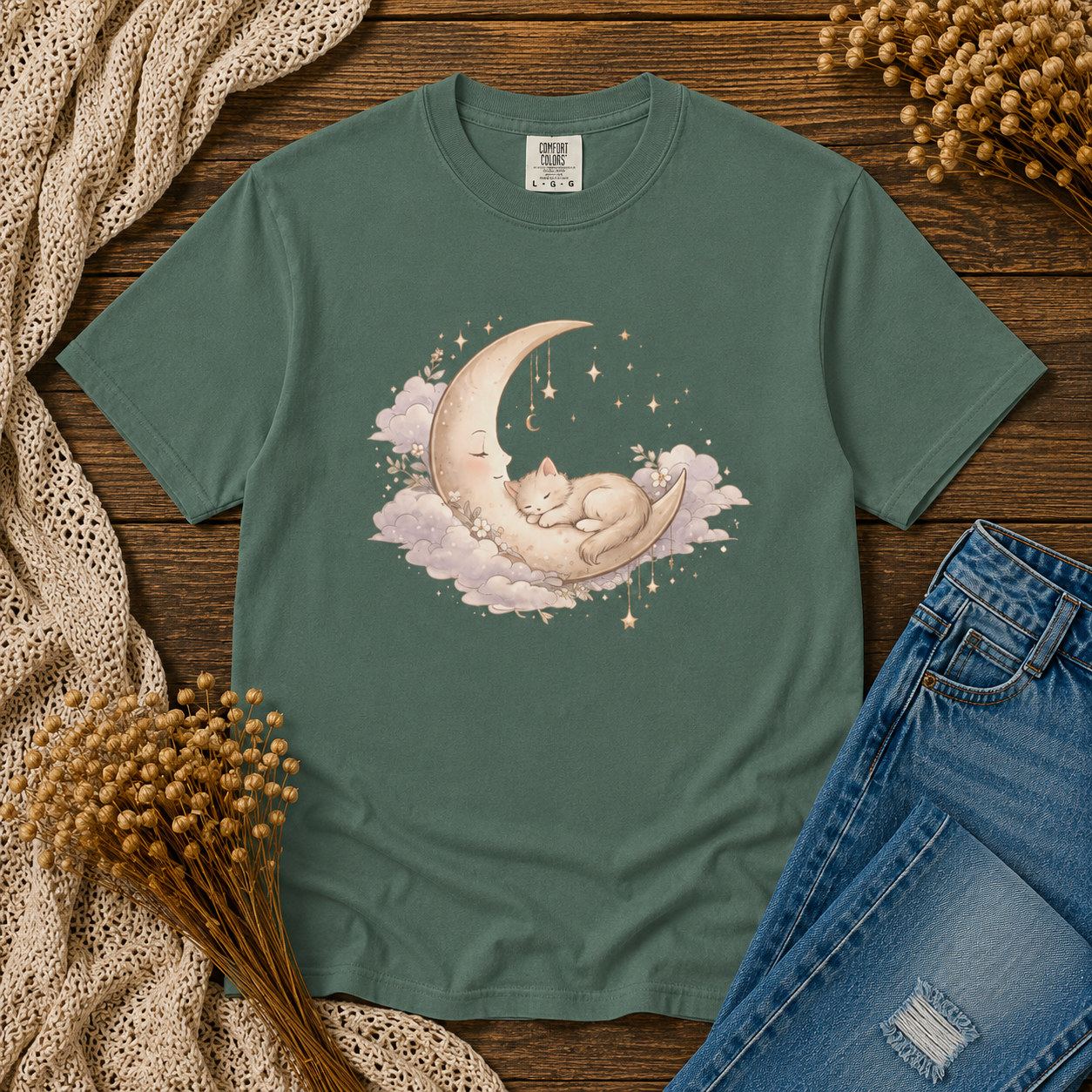 Sleeping Kitten Moon Tee