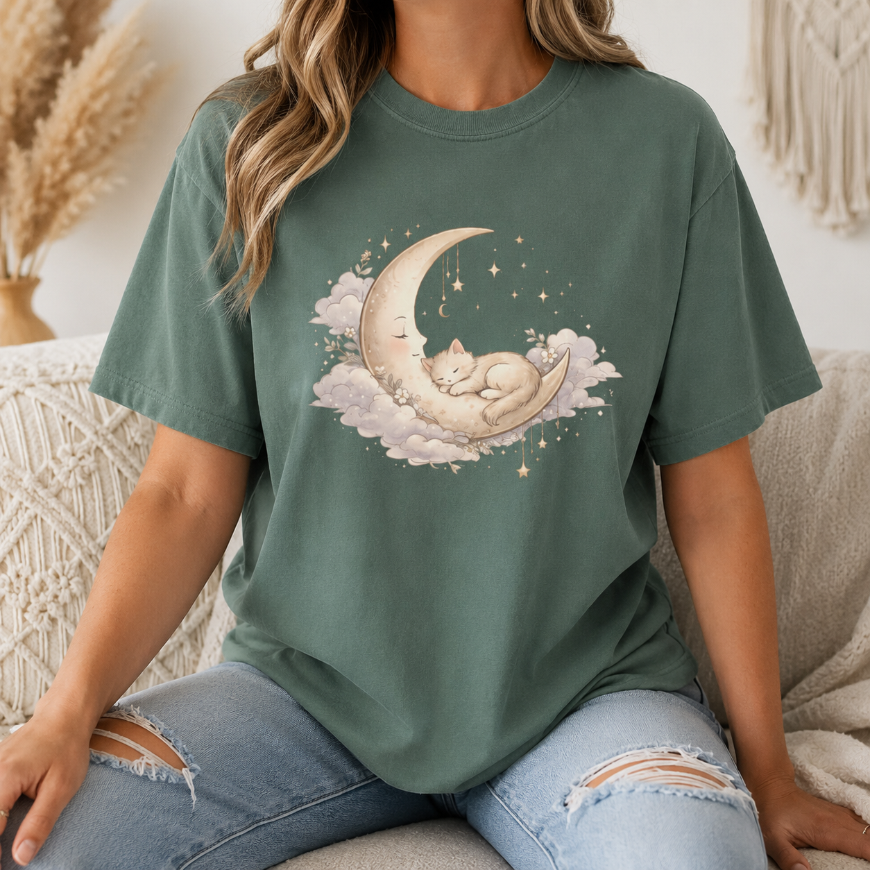 Sleeping Kitten Moon Tee
