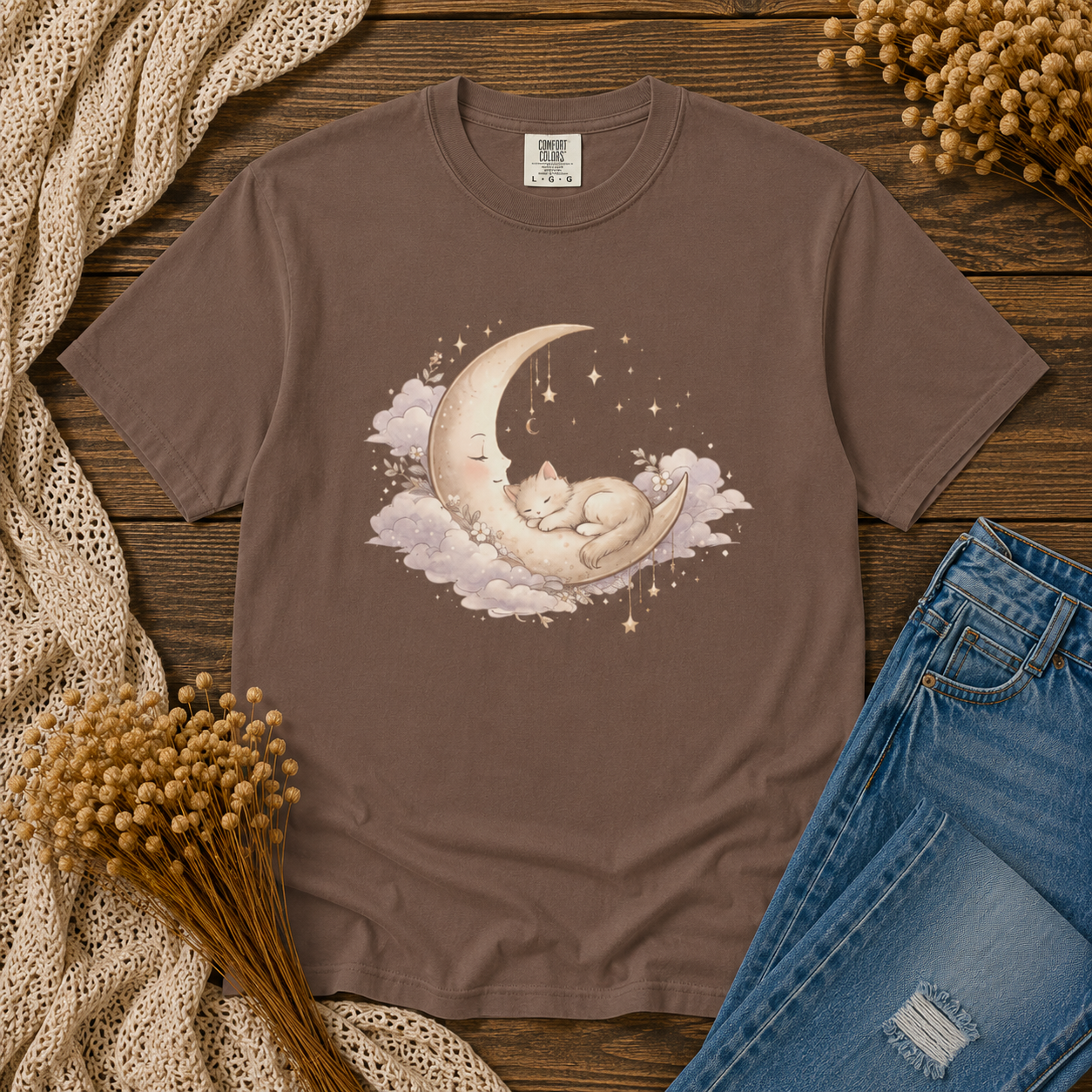 Sleeping Kitten Moon Tee