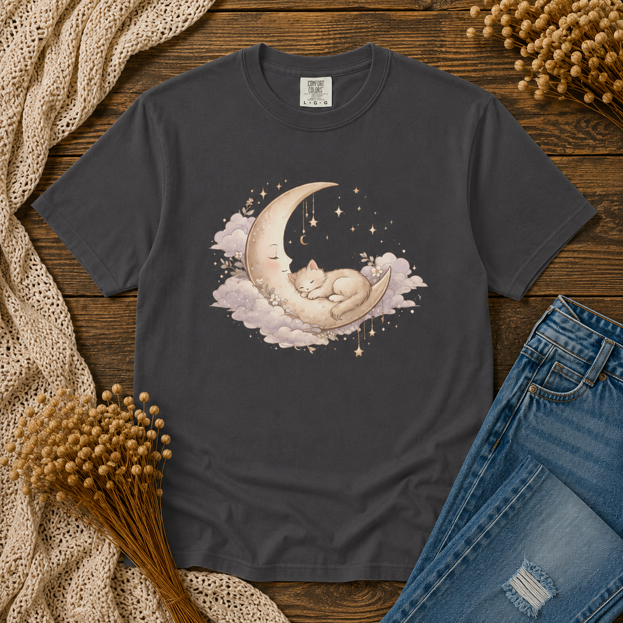 Sleeping Kitten Moon Tee