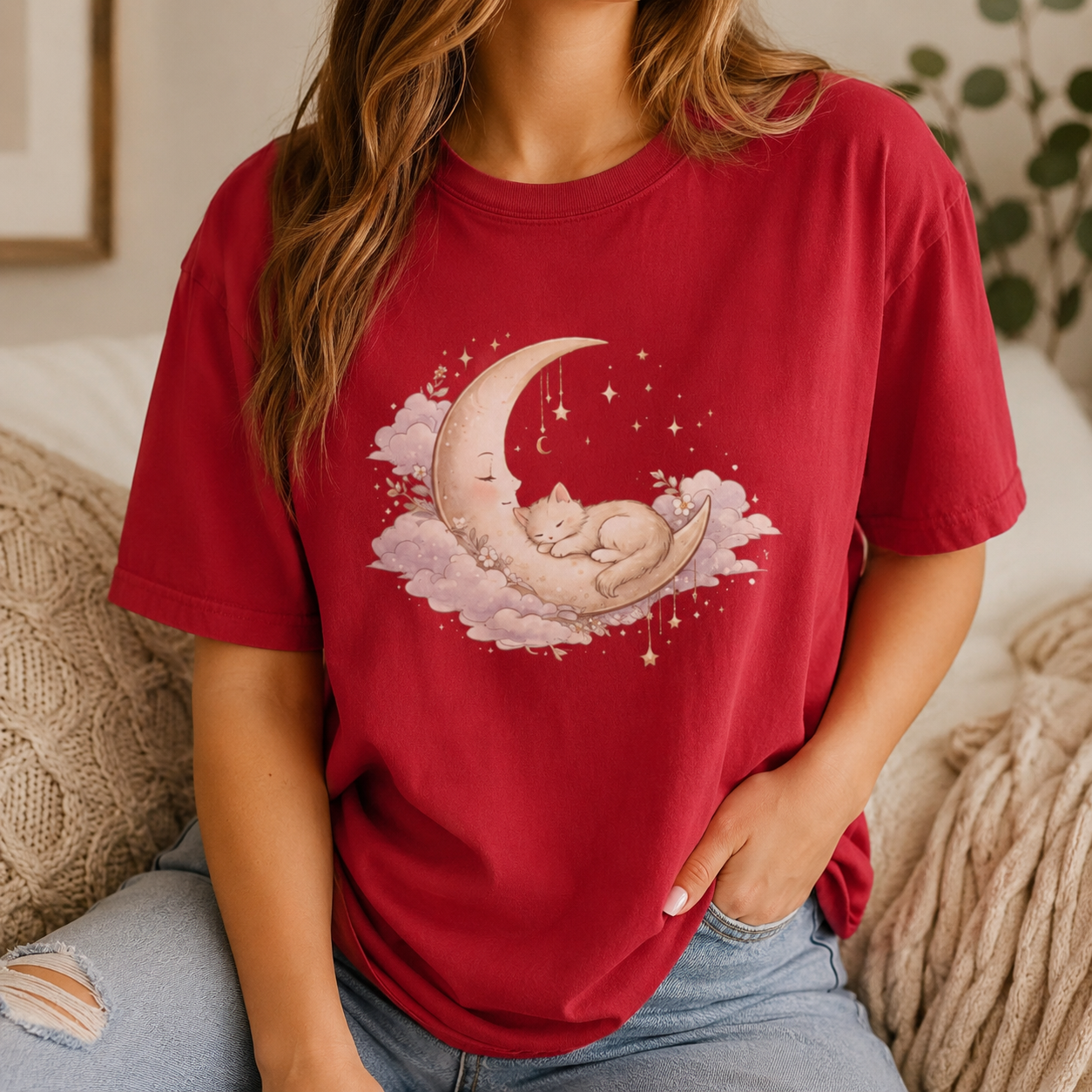 Sleeping Kitten Moon Tee