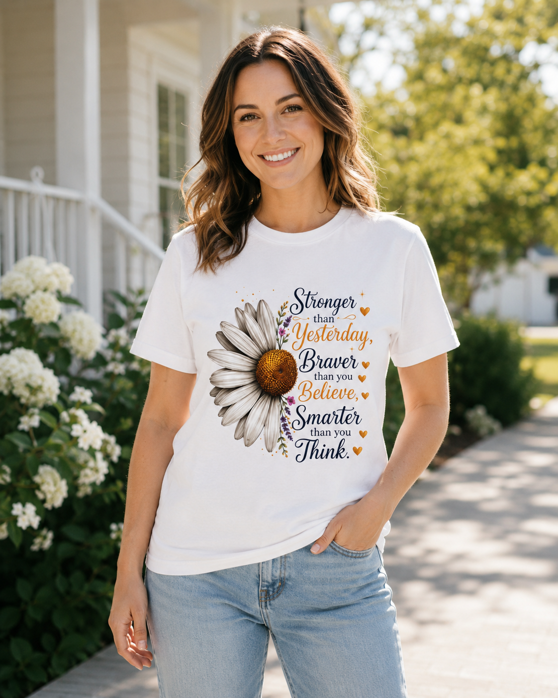 Stronger Braver Smarter - Daisy Empowerment Tee
