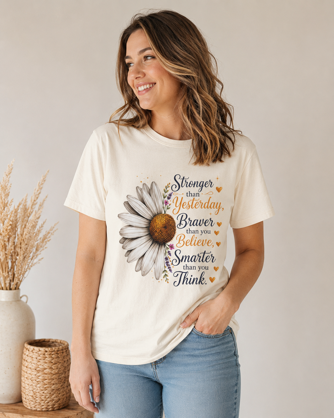Stronger Braver Smarter - Daisy Empowerment Tee