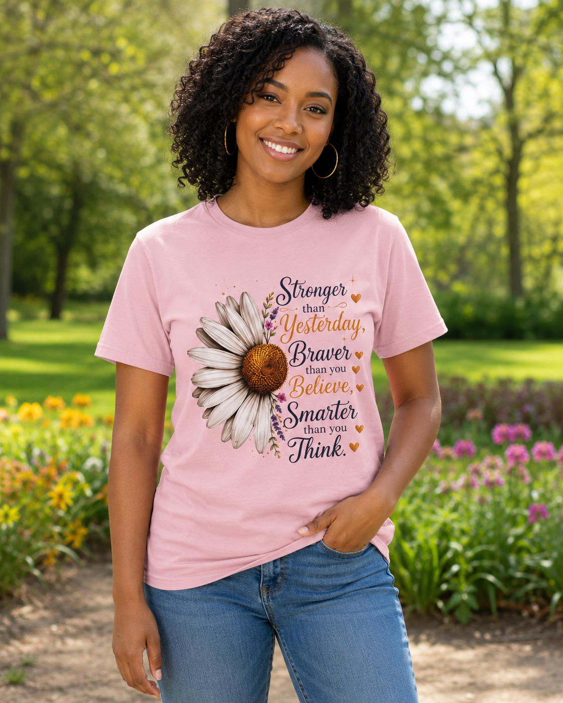 Stronger Braver Smarter - Daisy Empowerment Tee