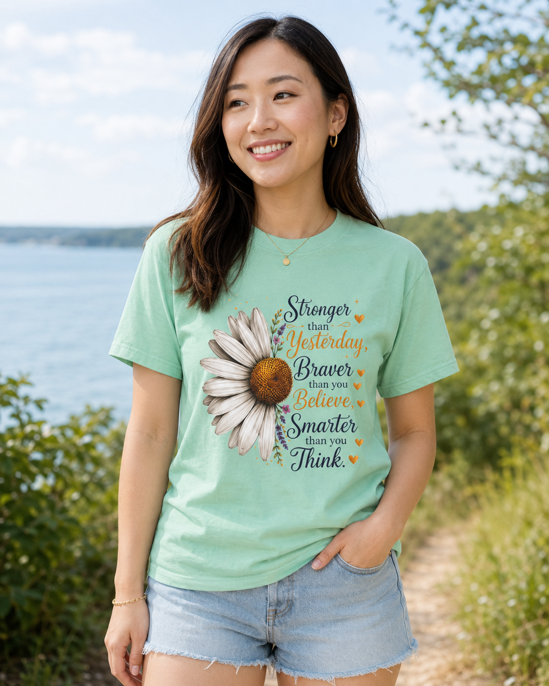Stronger Braver Smarter - Daisy Empowerment Tee