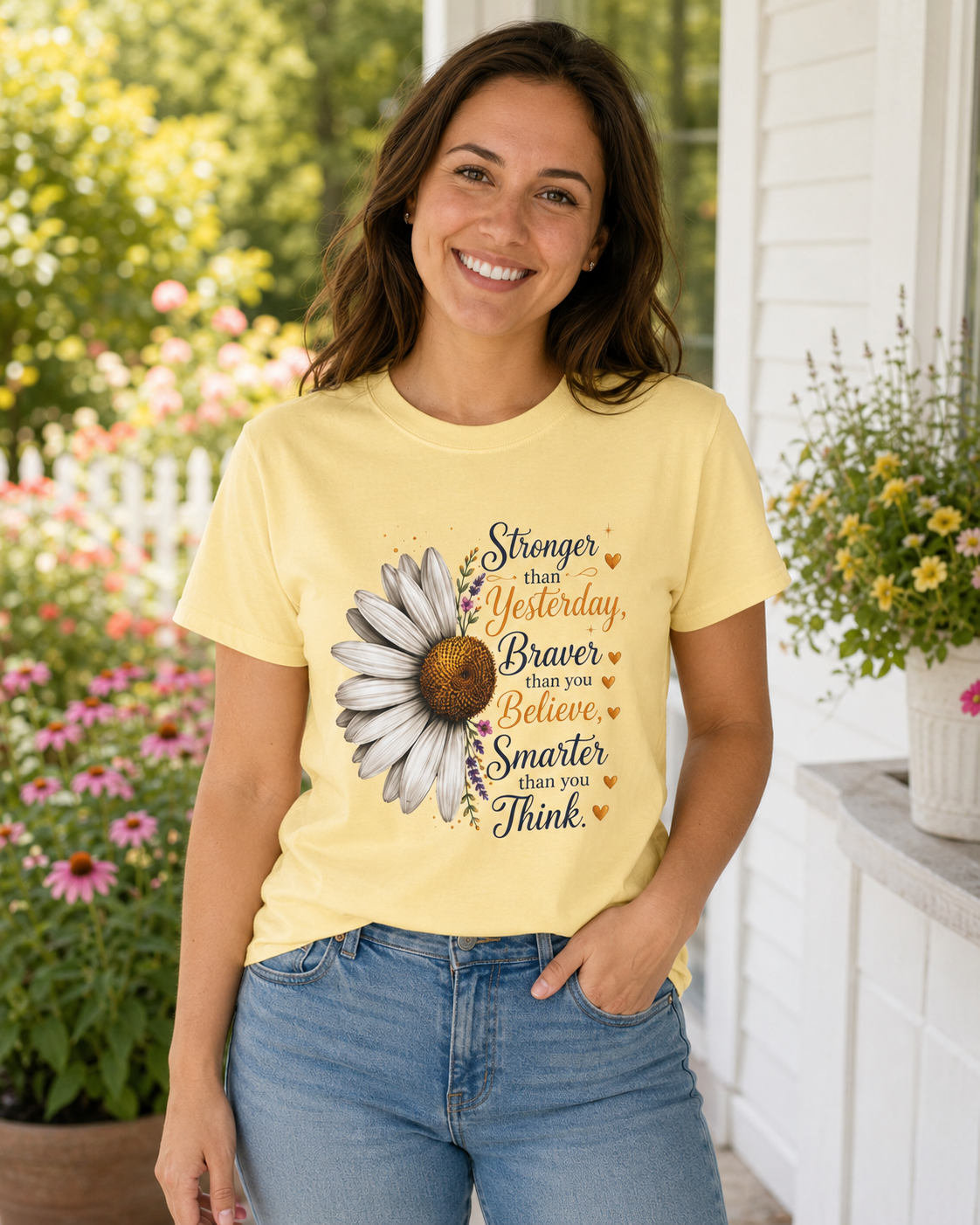 Stronger Braver Smarter - Daisy Empowerment Tee