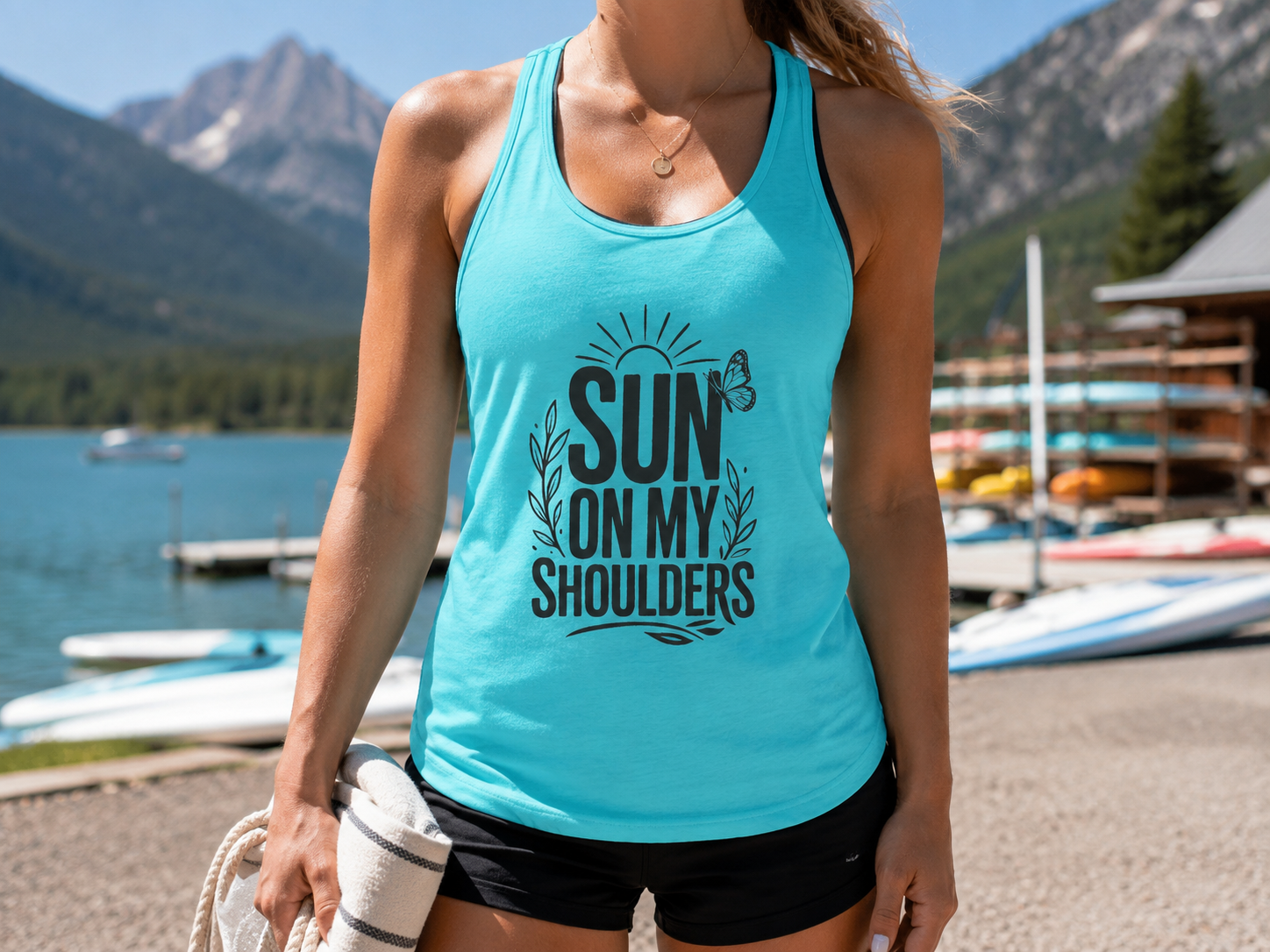 Sun on My Shoulders — Women's Racerback Tank