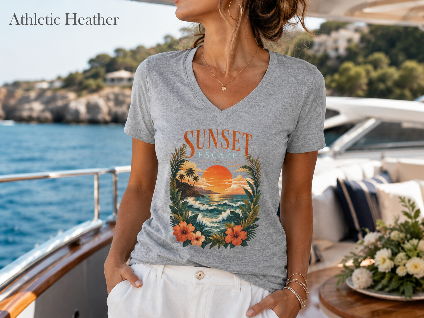 Sunset Escape — V-Neck Tee