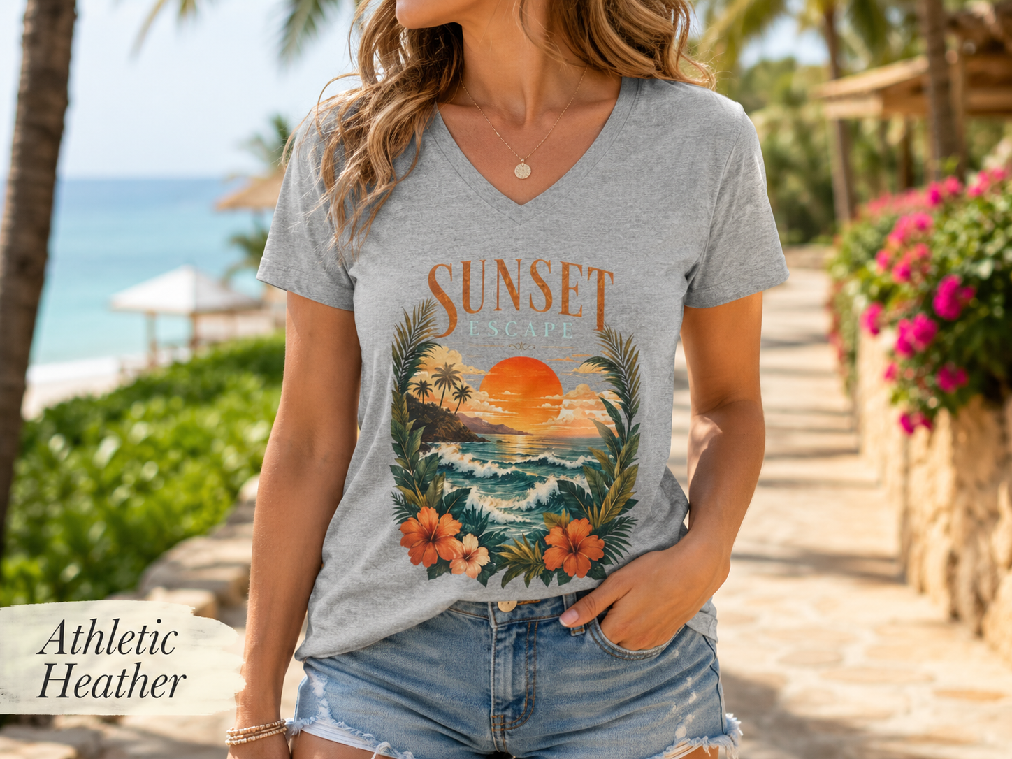 Sunset Escape — V-Neck Tee