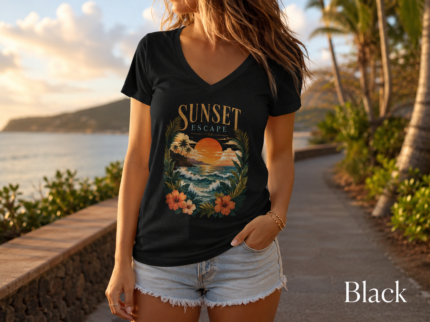 Sunset Escape — V-Neck Tee