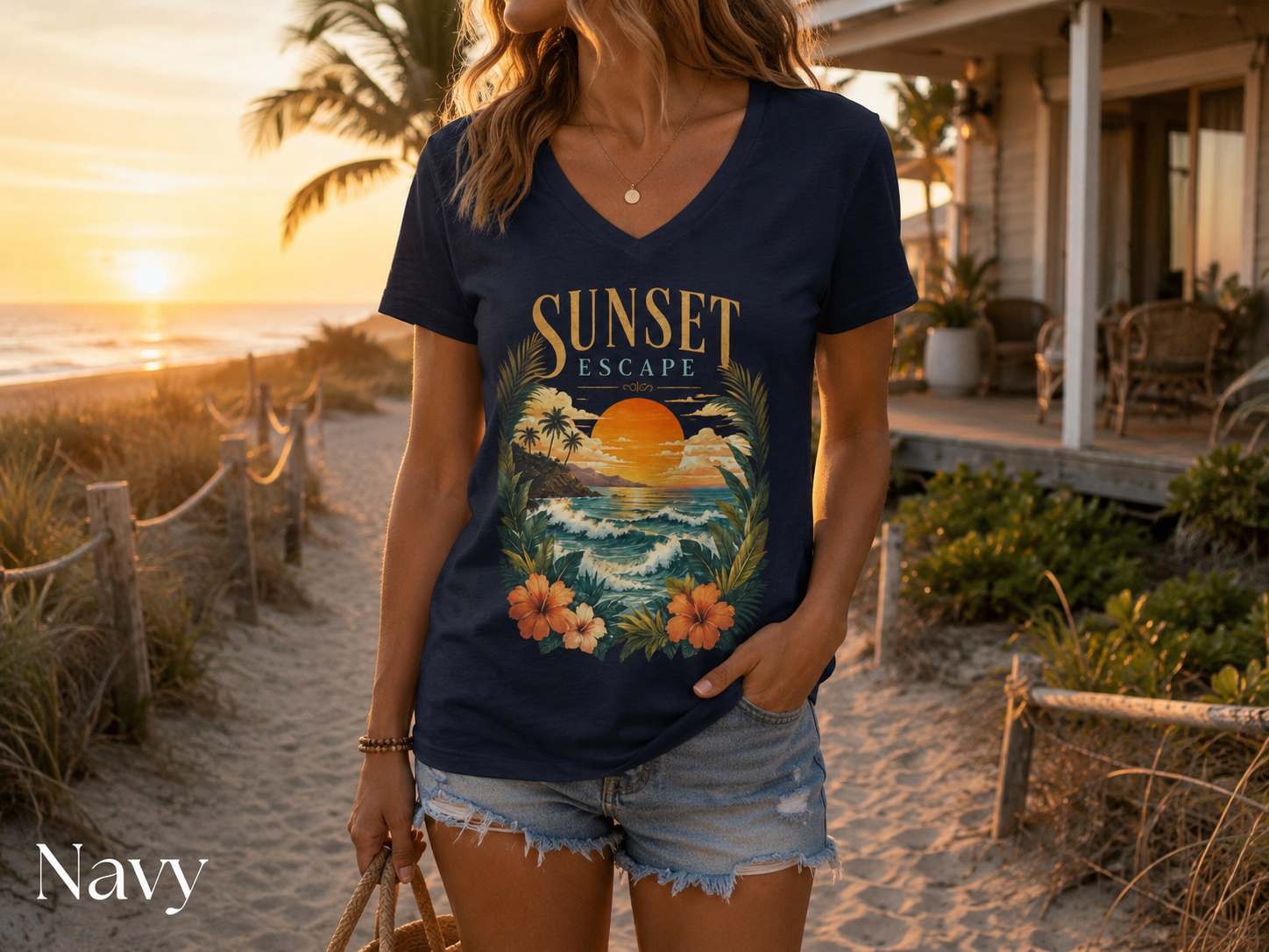 Sunset Escape — V-Neck Tee
