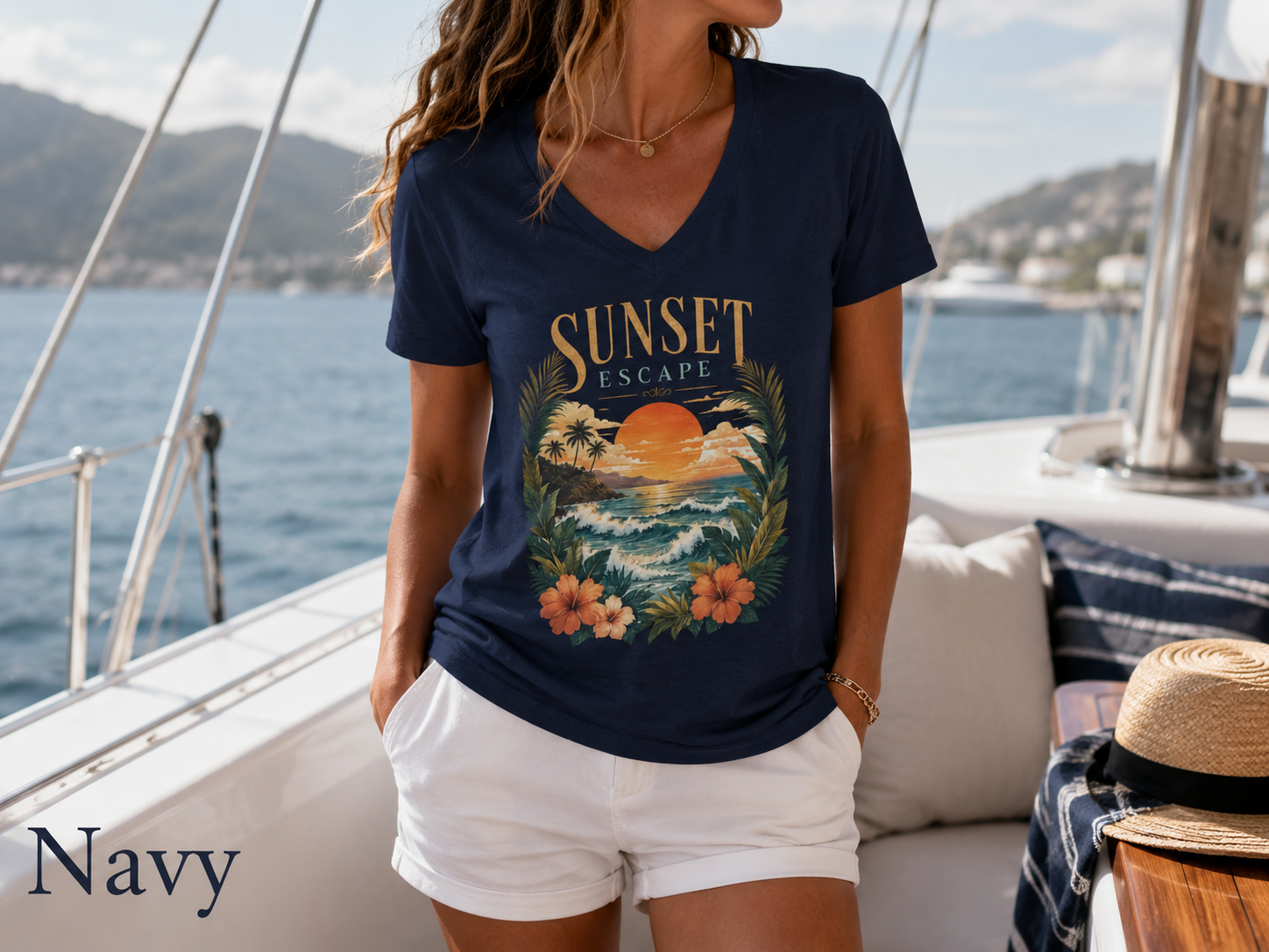 Sunset Escape — V-Neck Tee
