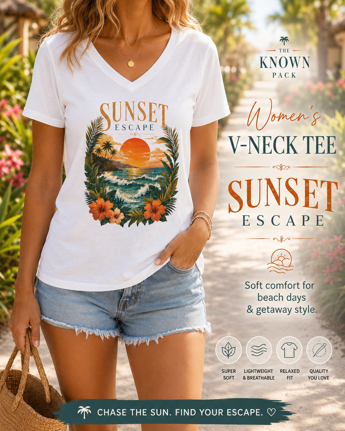 Sunset Escape V-Neck worn at golden hour