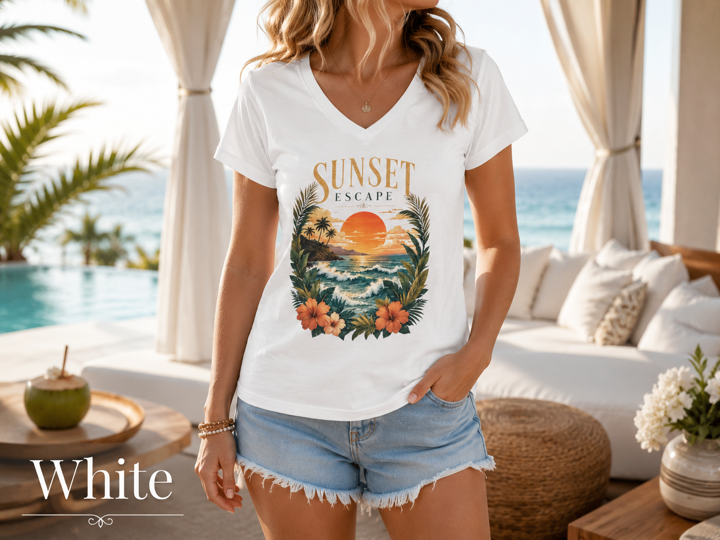 Sunset Escape — V-Neck Tee