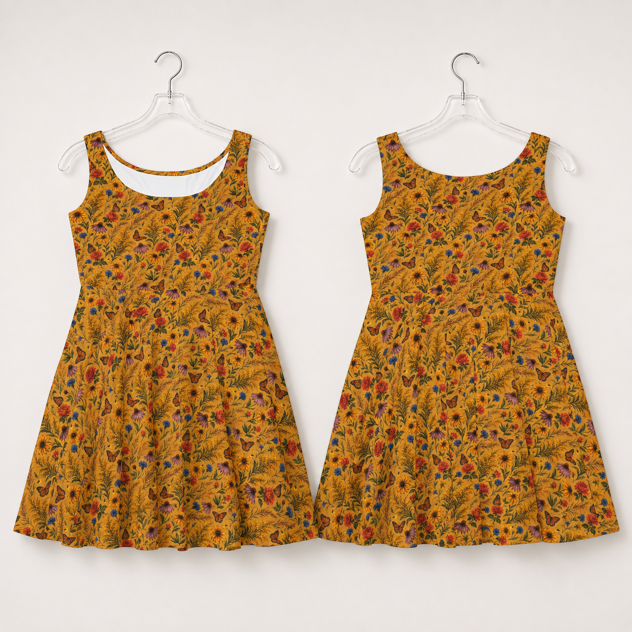 Golden Meadow Watercolor Wildflower Dress