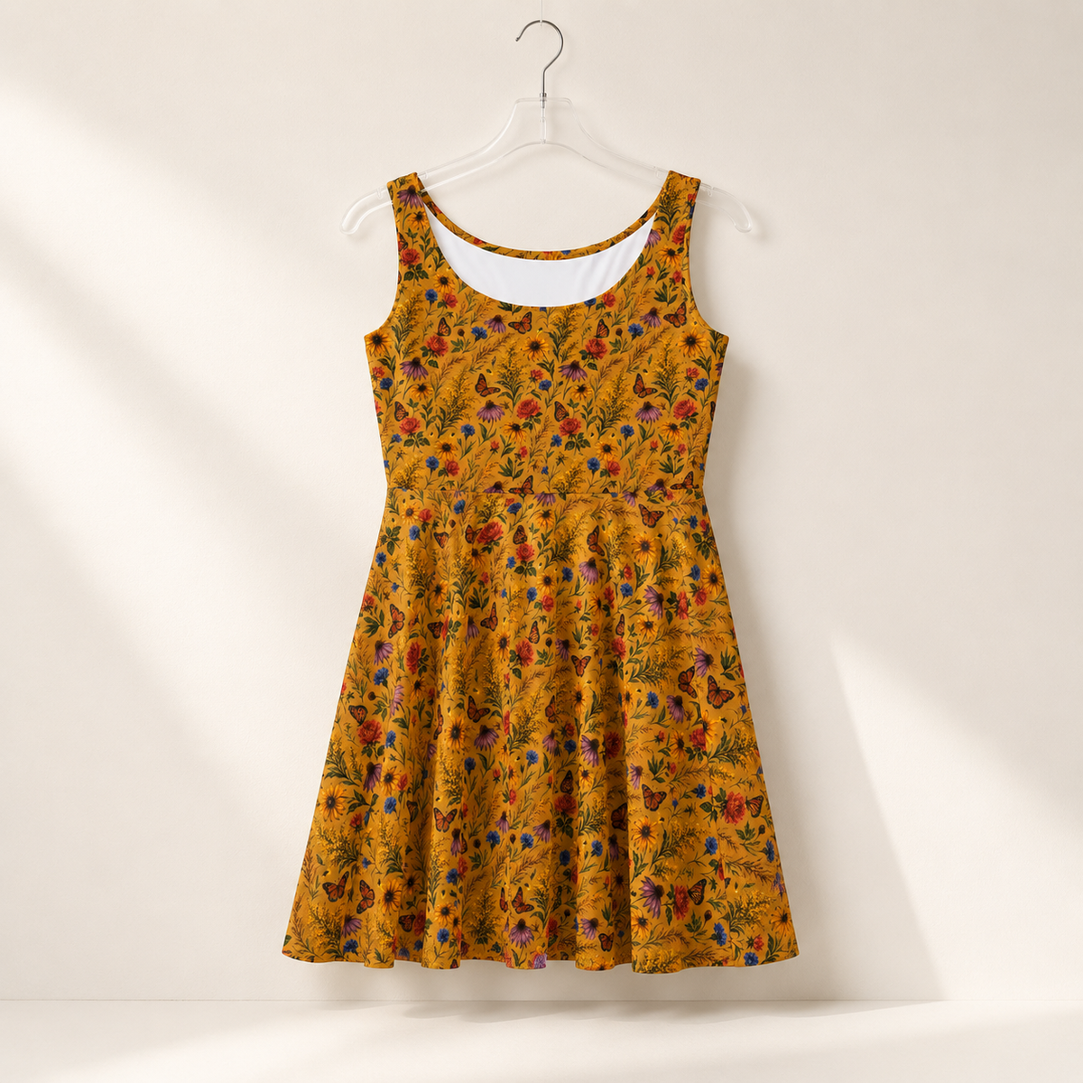 Golden Meadow Watercolor Wildflower Dress