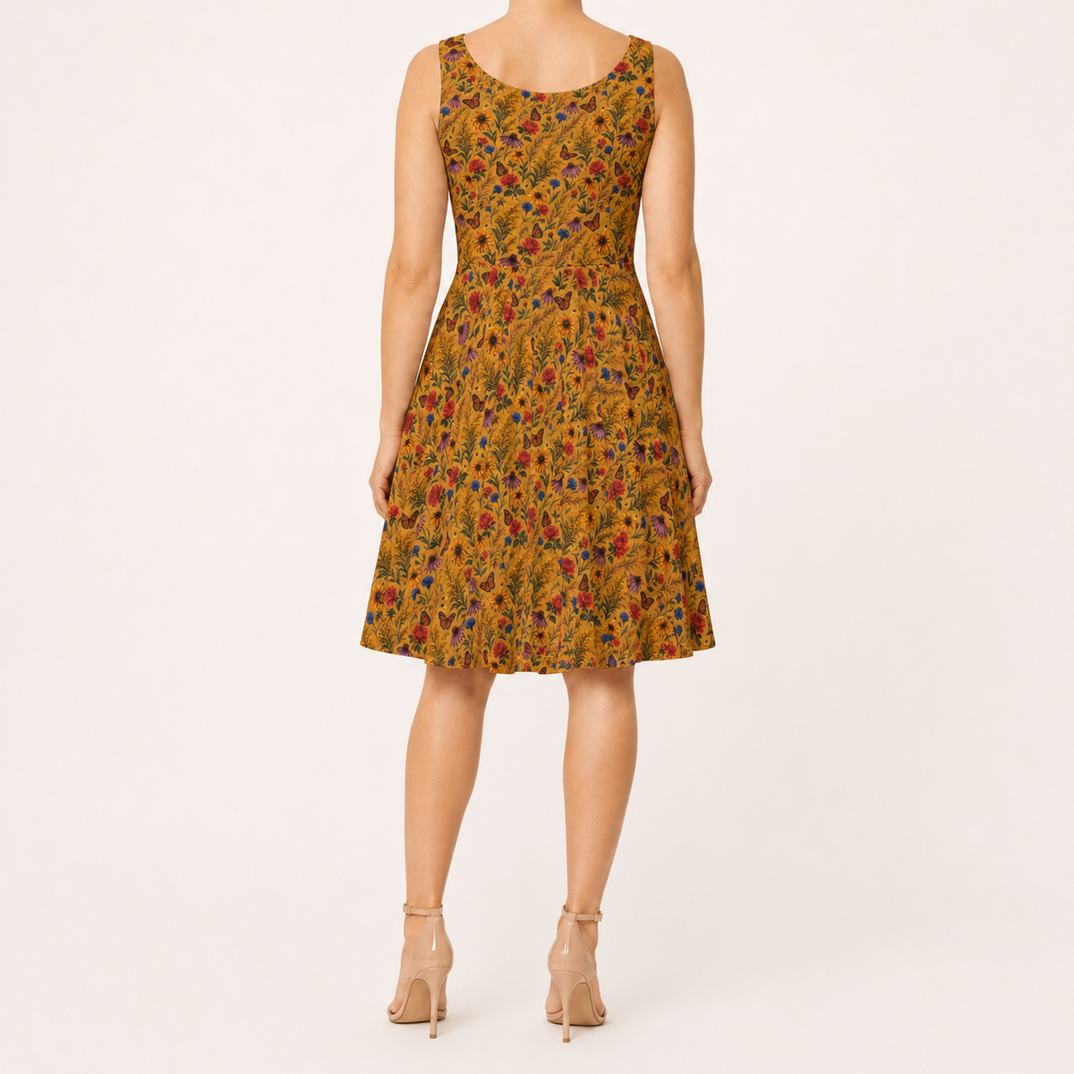 Golden Meadow Watercolor Wildflower Dress