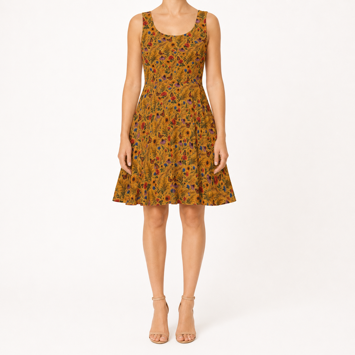 Golden Meadow Watercolor Wildflower Dress