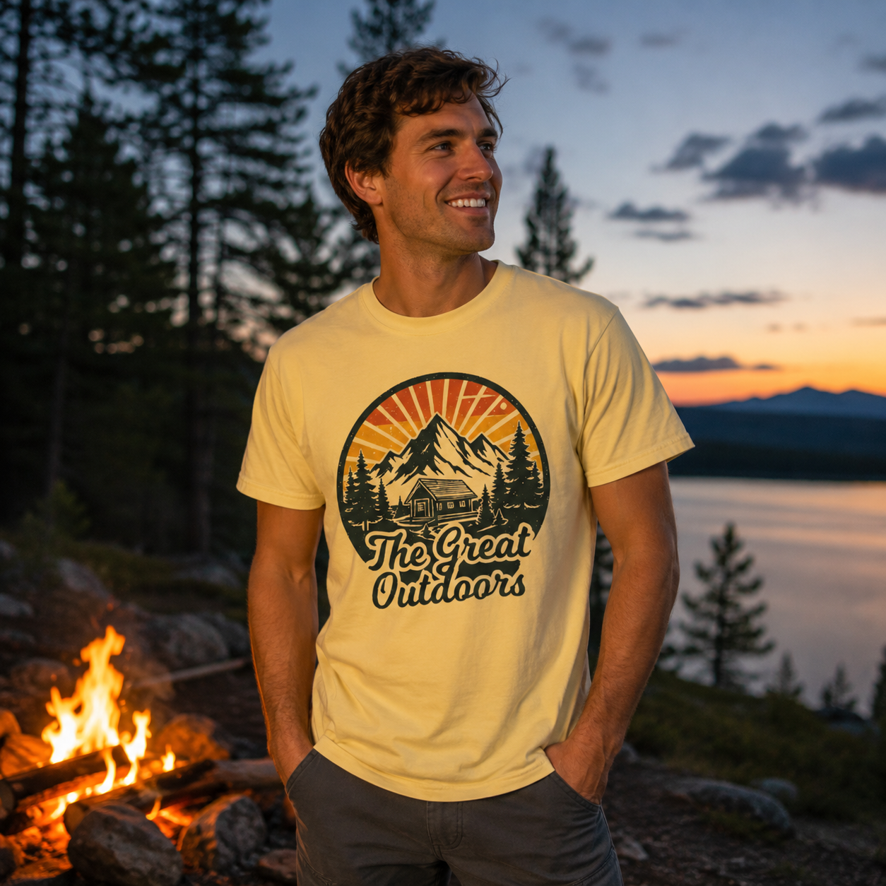 The Great Outdoors - Retro Mountain Cabin Tee
