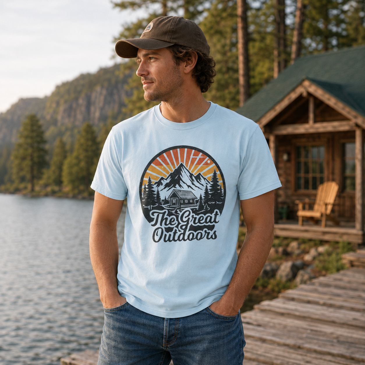The Great Outdoors - Retro Mountain Cabin Tee