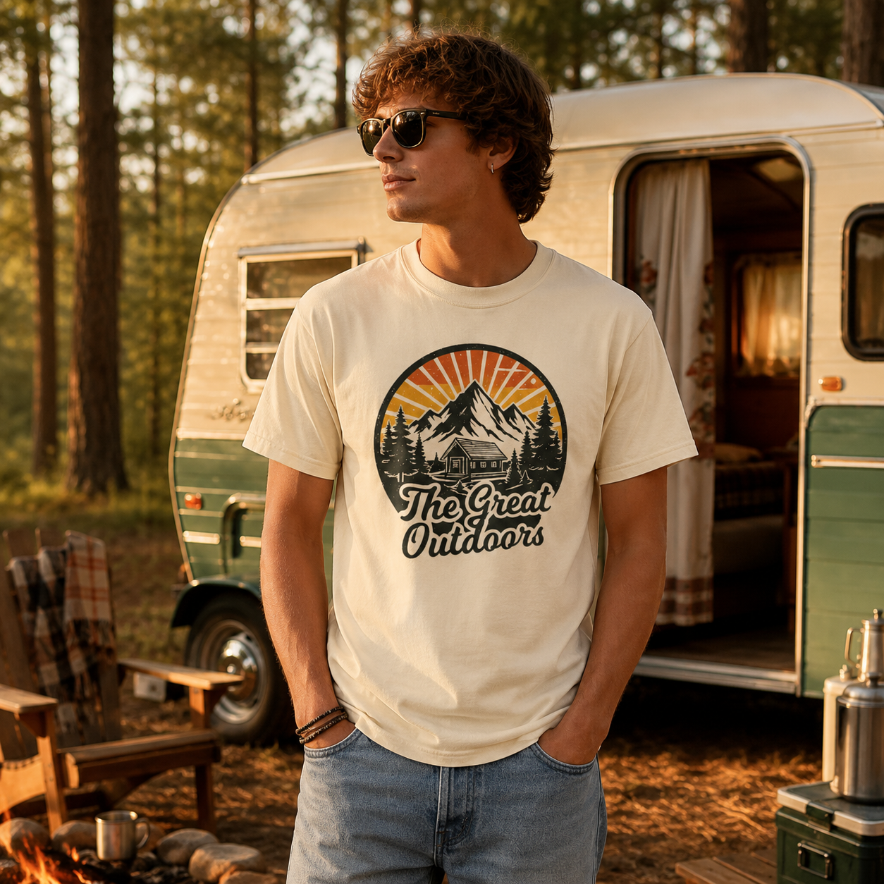 The Great Outdoors - Retro Mountain Cabin Tee