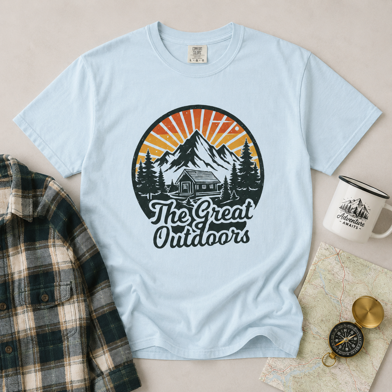 The Great Outdoors - Retro Mountain Cabin Tee