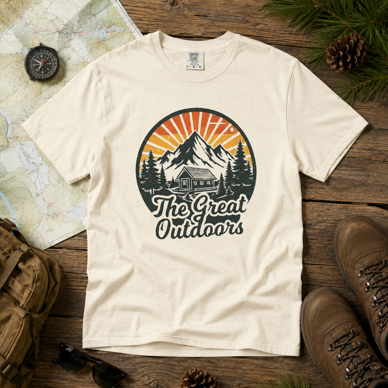 The Great Outdoors - Retro Mountain Cabin Tee