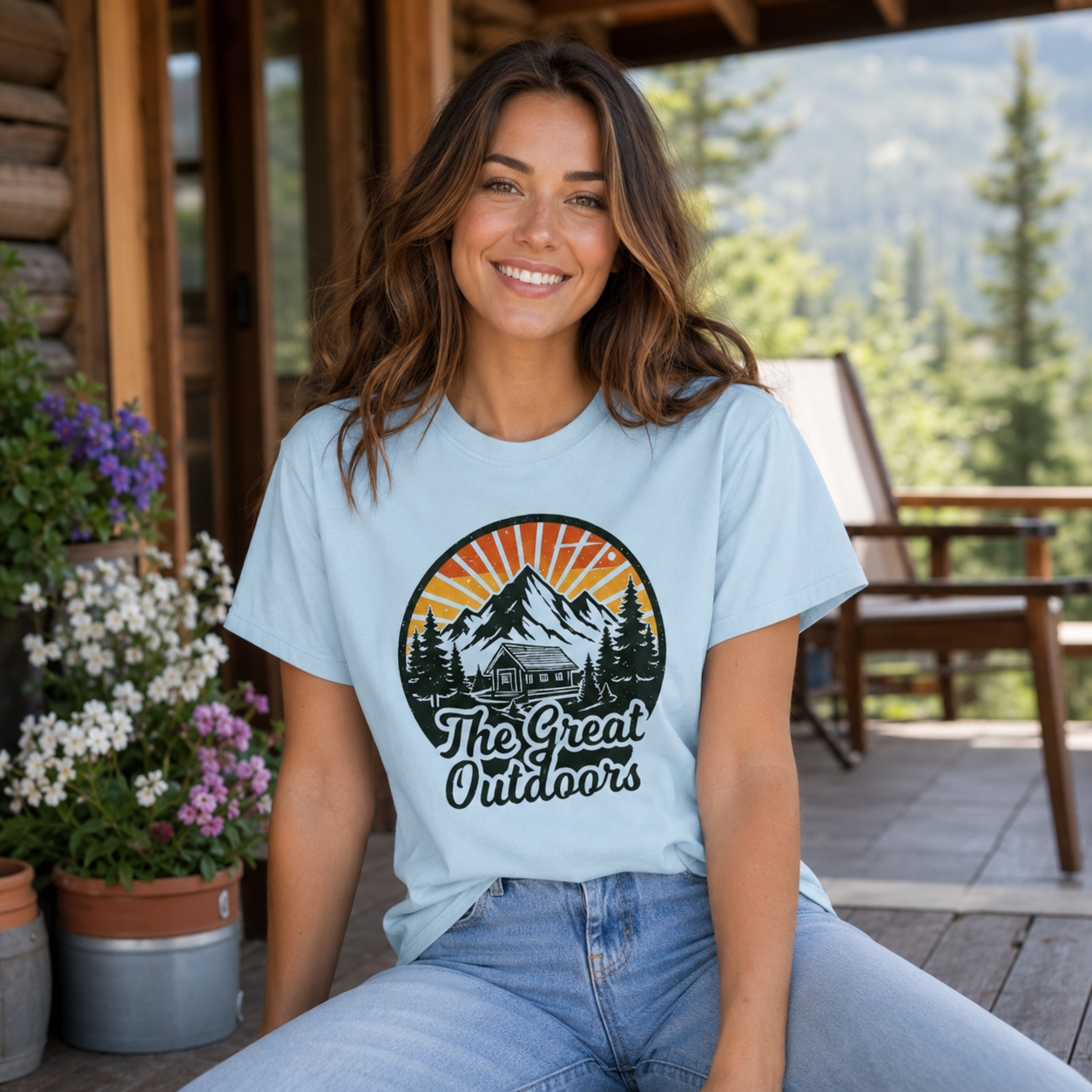 The Great Outdoors - Retro Mountain Cabin Tee