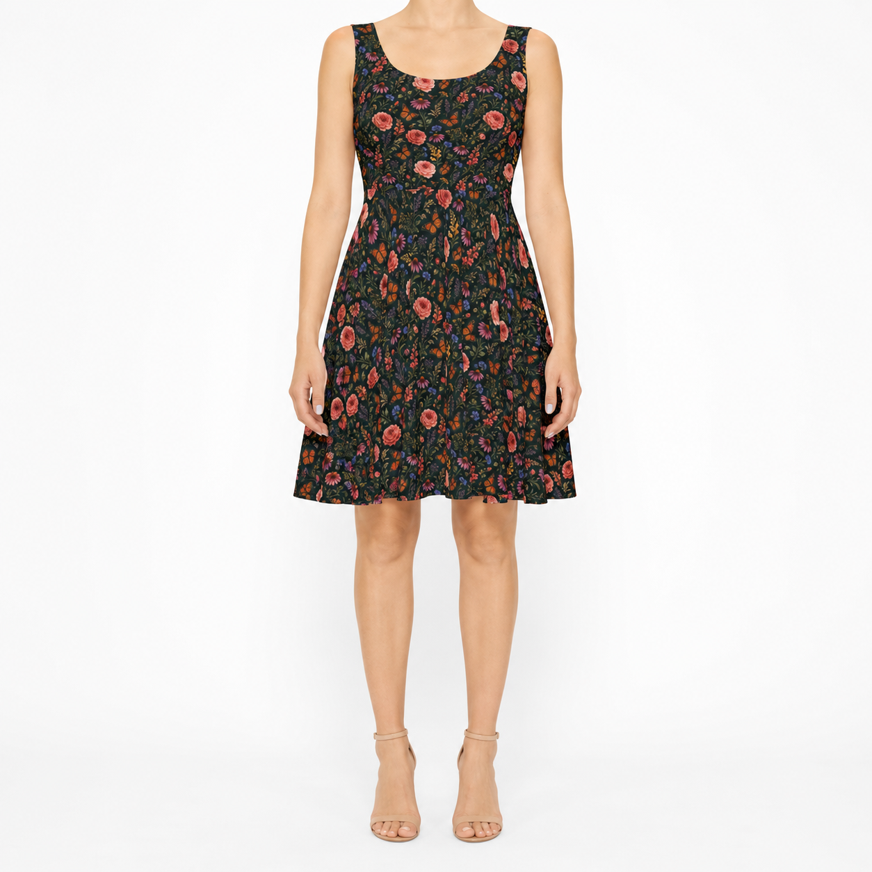 Midnight Meadow Watercolor Wildflower Dress