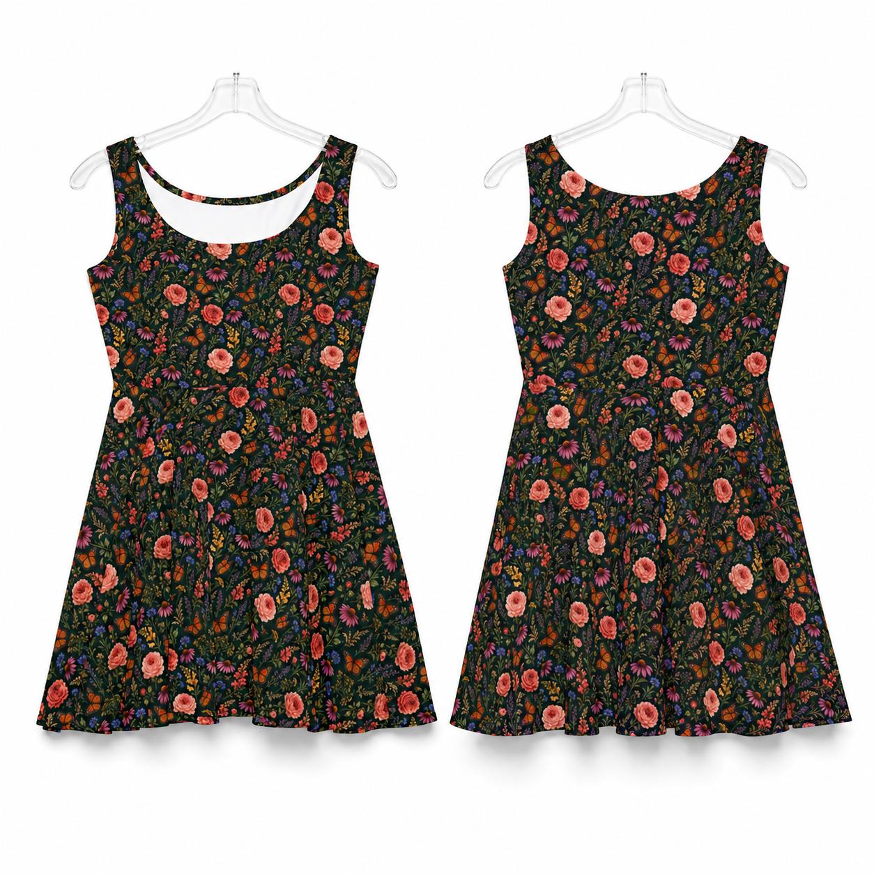 Midnight Meadow Watercolor Wildflower Dress