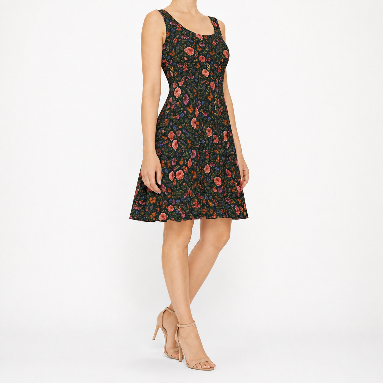 Midnight Meadow Watercolor Wildflower Dress
