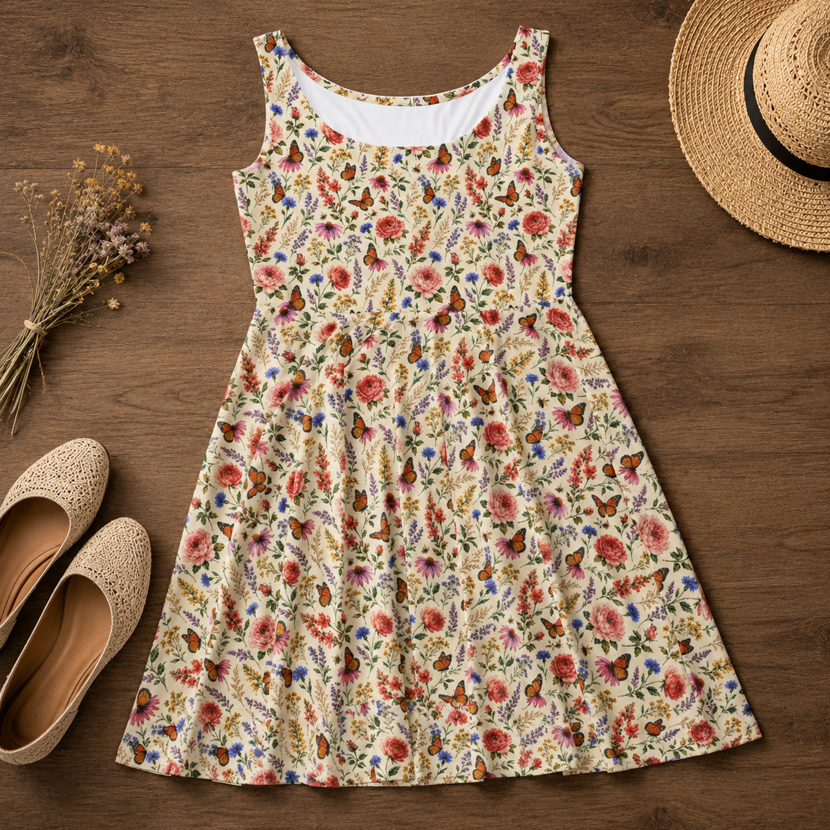Morning Meadow Watercolor Wildflower Dress