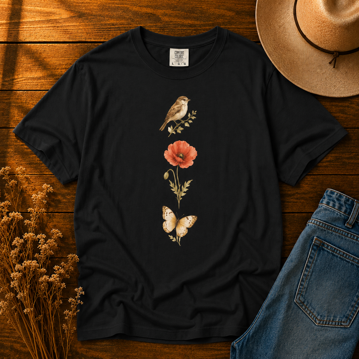 Three Good Things — Bird, Poppy, Butterfly No. 1 Tee